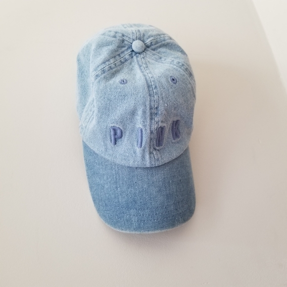 PINK Victoria's Secret Accessories - PINK Victoria Secret Jean Baseball Adjustable Jean Hat Cap Logo Denim One Size